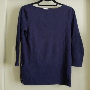 Gap 3/4 sleeves side zipper detail top